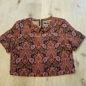 Fashion Union Tapestry Crop Top Size Small